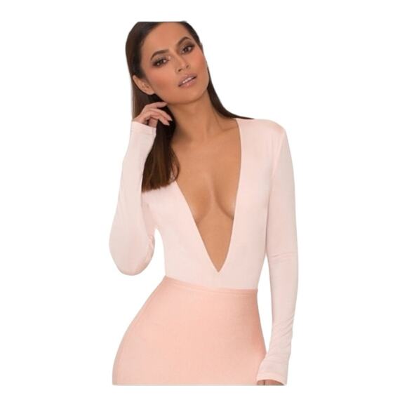 House of CB Lorenza Blush Pink Bodysuit XS NWT - Picture 1 of 8
